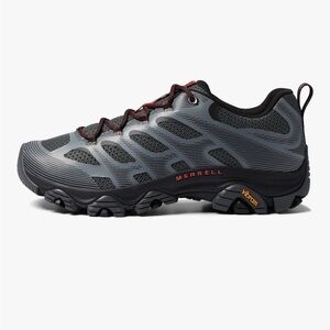 Merrell Men's Gray and Black Trail Running Shoes with Red Accents